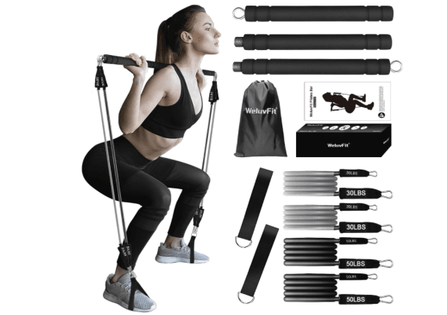 You are currently viewing WeluvFit Pilates Bar Kit with Resistance Bands, Pilates Bar with Non-Slip Foot Belts /3-Section/ Exercise Equipment for Women & Men, Home Workouts Stainless Steel Stick Squat Yoga for Full Body